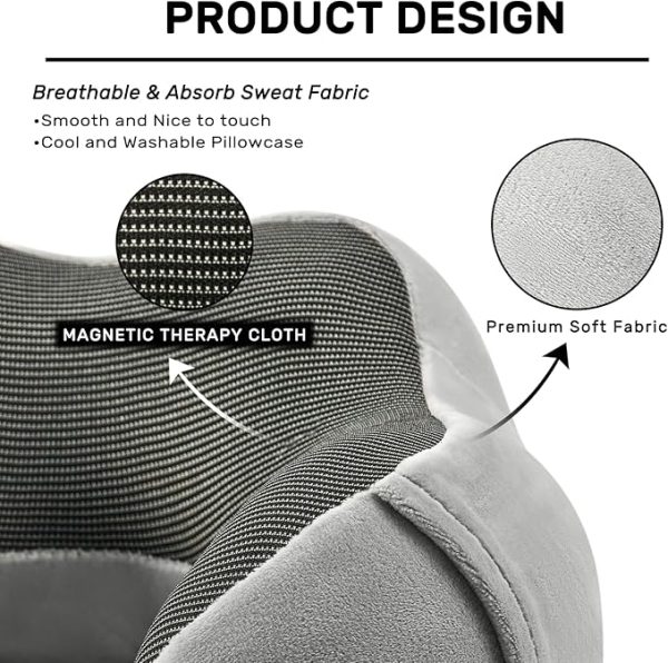 Travel Pillow for Airplane-2 Pack Memory Foam Neck Pillows, Soft & Support Travel Essentials for Travelling, Sleeping Rest, Car, Train and Home Use(Grey&Blue) - Image 2